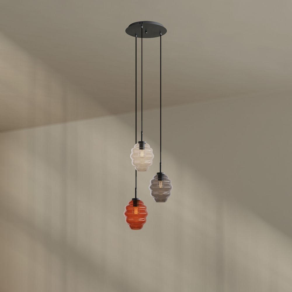 GALERIELEUCHTE Echos 3-flammig Mehrfarbig Ø 18cm - Multicolor/Schwarz, Glas (18/18/20cm) - s.luce