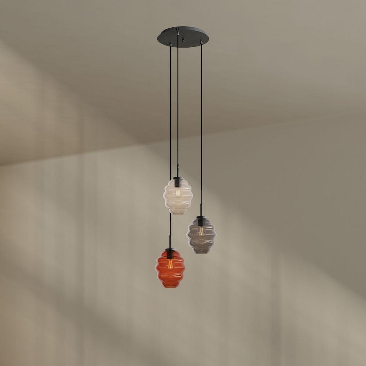 GALERIELEUCHTE Echos 3-flammig Mehrfarbig Ø 18cm - Multicolor/Schwarz, Glas (18/18/20cm) - s.luce
