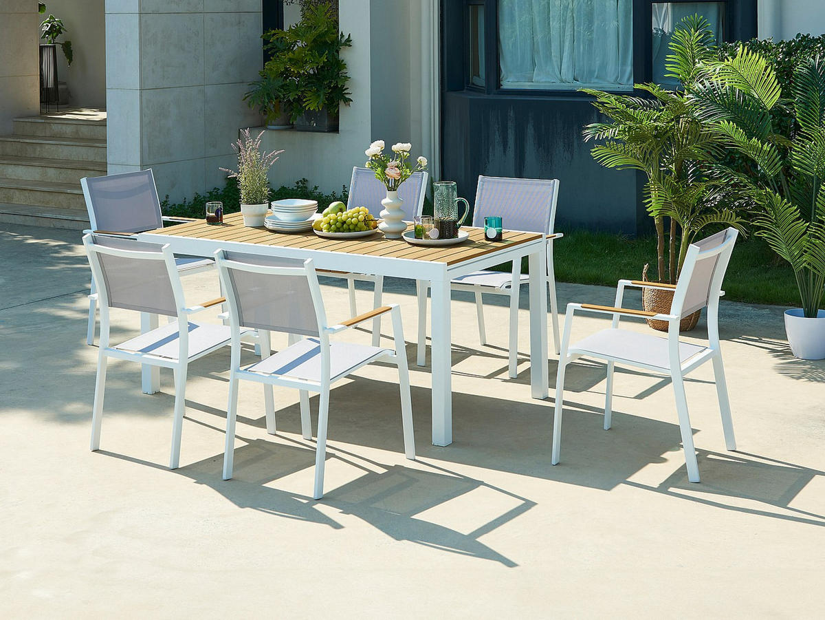 GARTENTISCH - 8 -Sitzer - Aluminium - weiß - MACILA - Weiß, Metall (90/230/74cm) - Vente-Unique