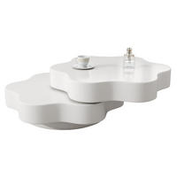 COUCHTISCH 74,8/67,5/31 cm mit 360° drehbarer Platte, Doppelkörper-Design und 2 Ablagen aus MDF, Cremeweiß - Weiß, Holzwerkstoff (74.8/67.5/31cm) - Redom