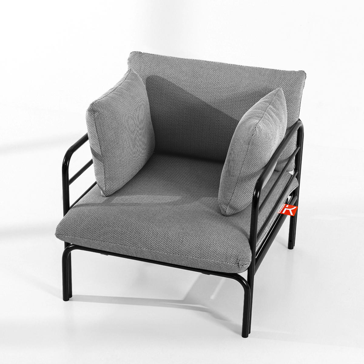 GARTENMÖBELSET RAMBE 4-tlg. 1x Tisch 2x Sessel 1x Sofa 3-Sitzer, mit Auflage, Stahlrahmen, LOFT-STIL, Anthrazit - Anthrazit/Schwarz, Glas/Textil - KONSIMO®