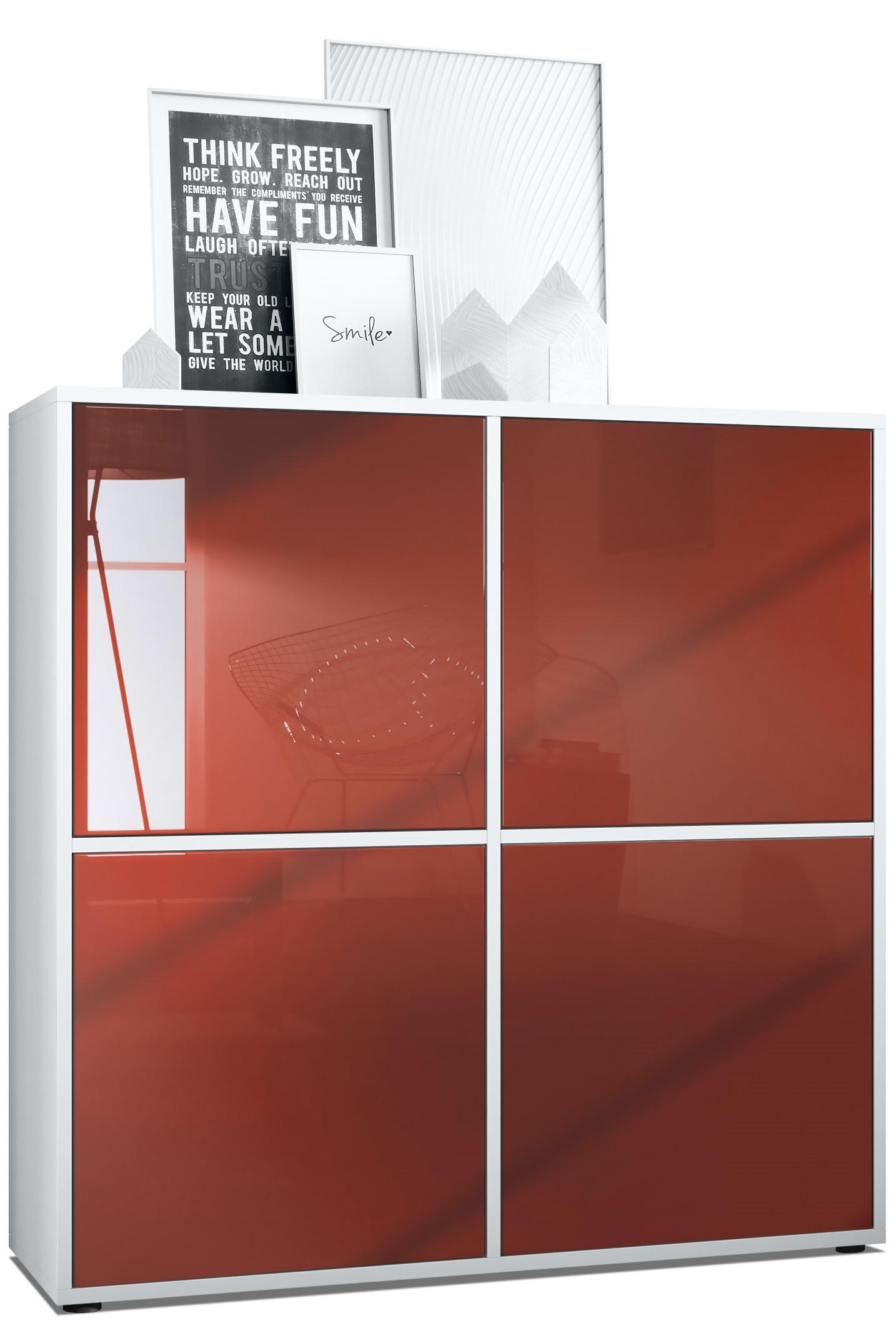 HIGHBOARD Cuba Türen in Bordeaux Hochglanz - Bordeaux, Holzwerkstoff (104/105.5/35.5cm) - Vladon