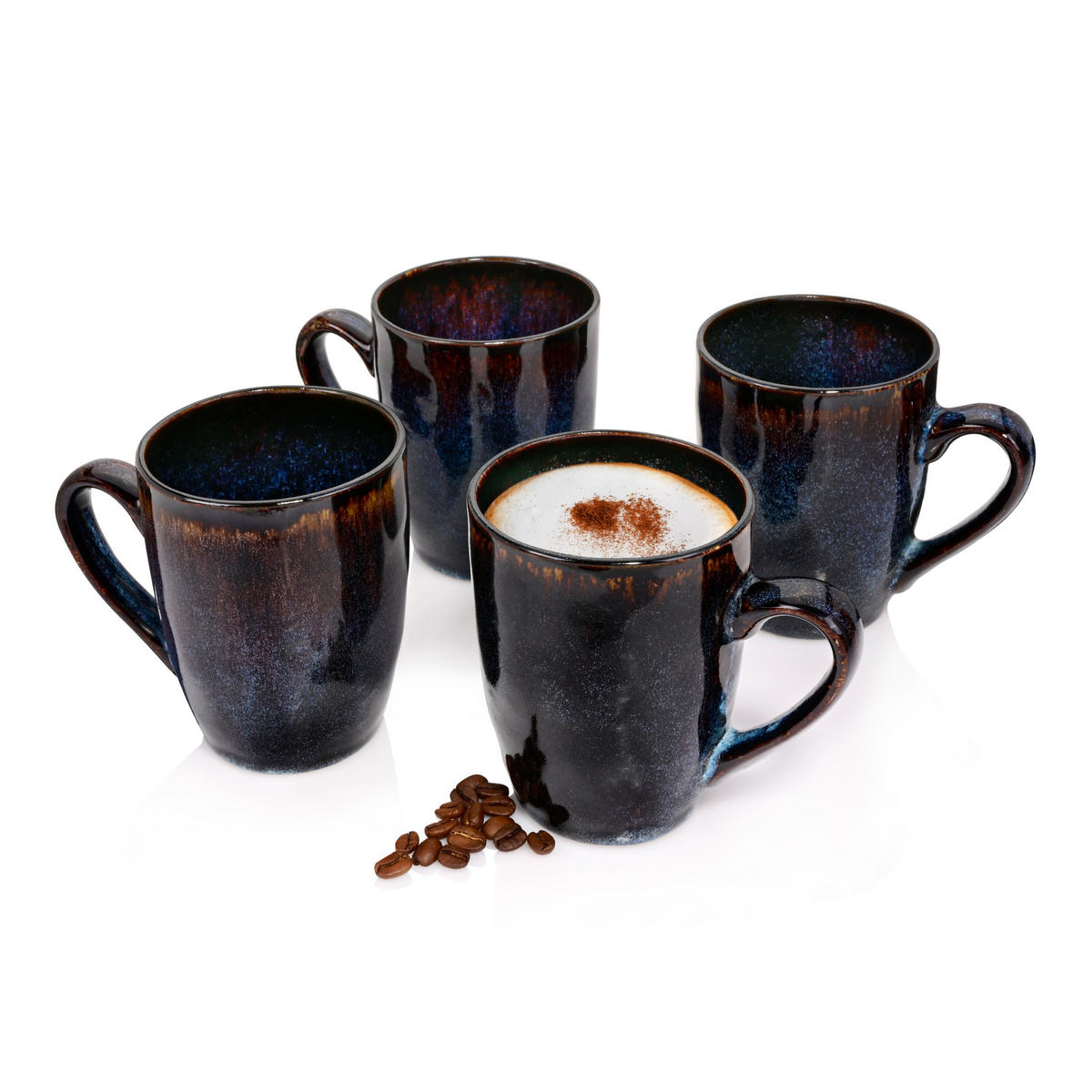 KAFFEEBECHER SET TOKIO - 4 teilig aus Steingut - Dunkelblau, Keramik (23/14/21cm) - Sänger