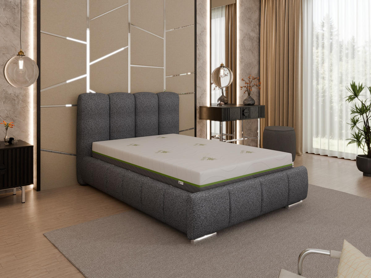 POLSTERBETT Zaira 120 x 200 cm mit Bettkasten und Lattenrost taschenfederkernmatratze mit kokos 21cm - schwarz - Schwarz, Holz (120/200cm) - Panda Möbel