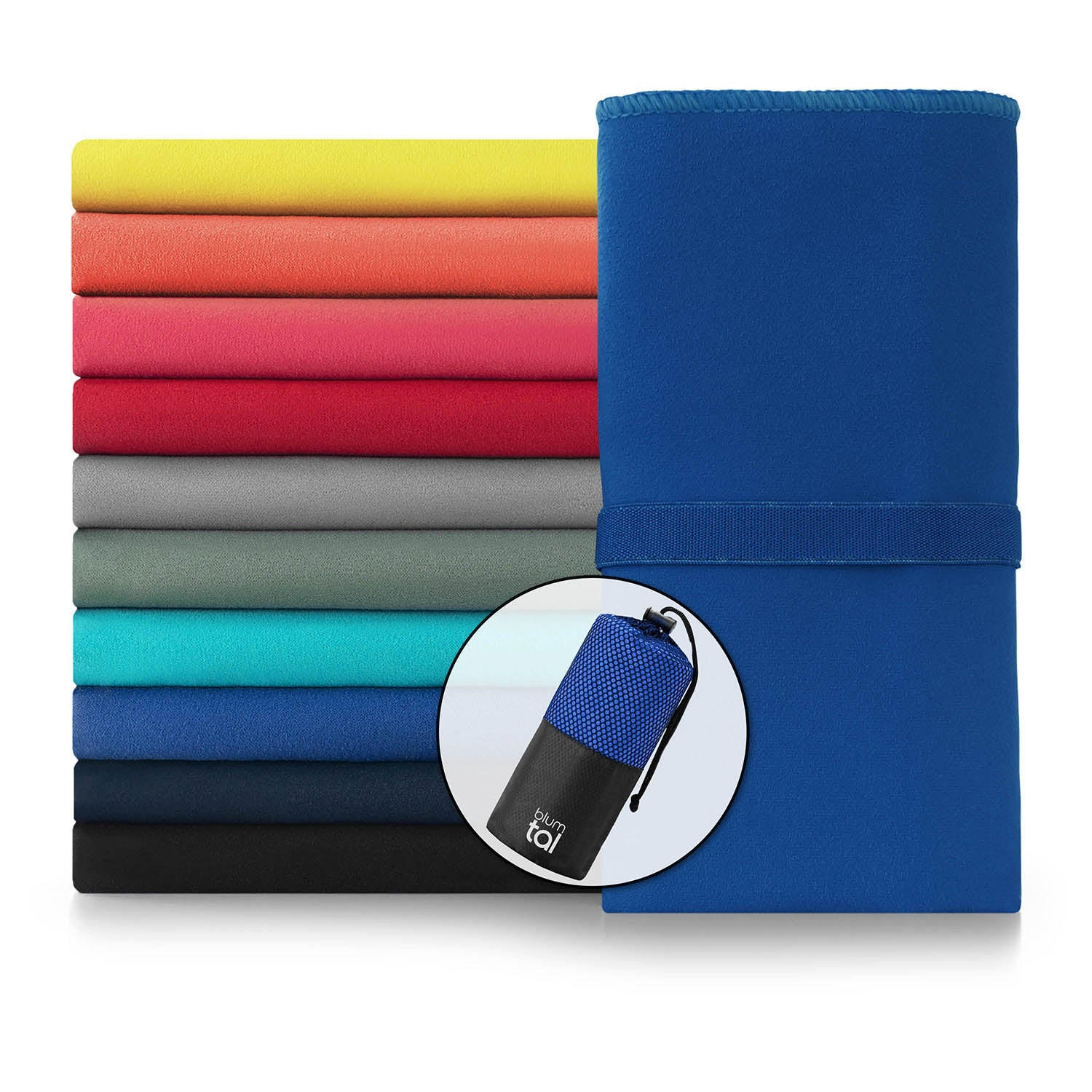 SPORTHANDTUCH Vitval 2er-Set, 180/90 cm & 80/40 cm, Blau - Blau, Textil (180/90cm) - Blumtal
