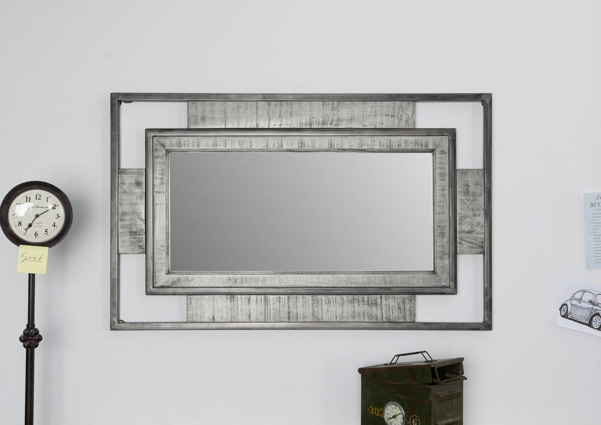 SPIEGEL Mango 76x4x122 grau lackiert HEAVY INDUSTRY #155 - Grau, Holz (76/122/4cm) - Massivmoebel24