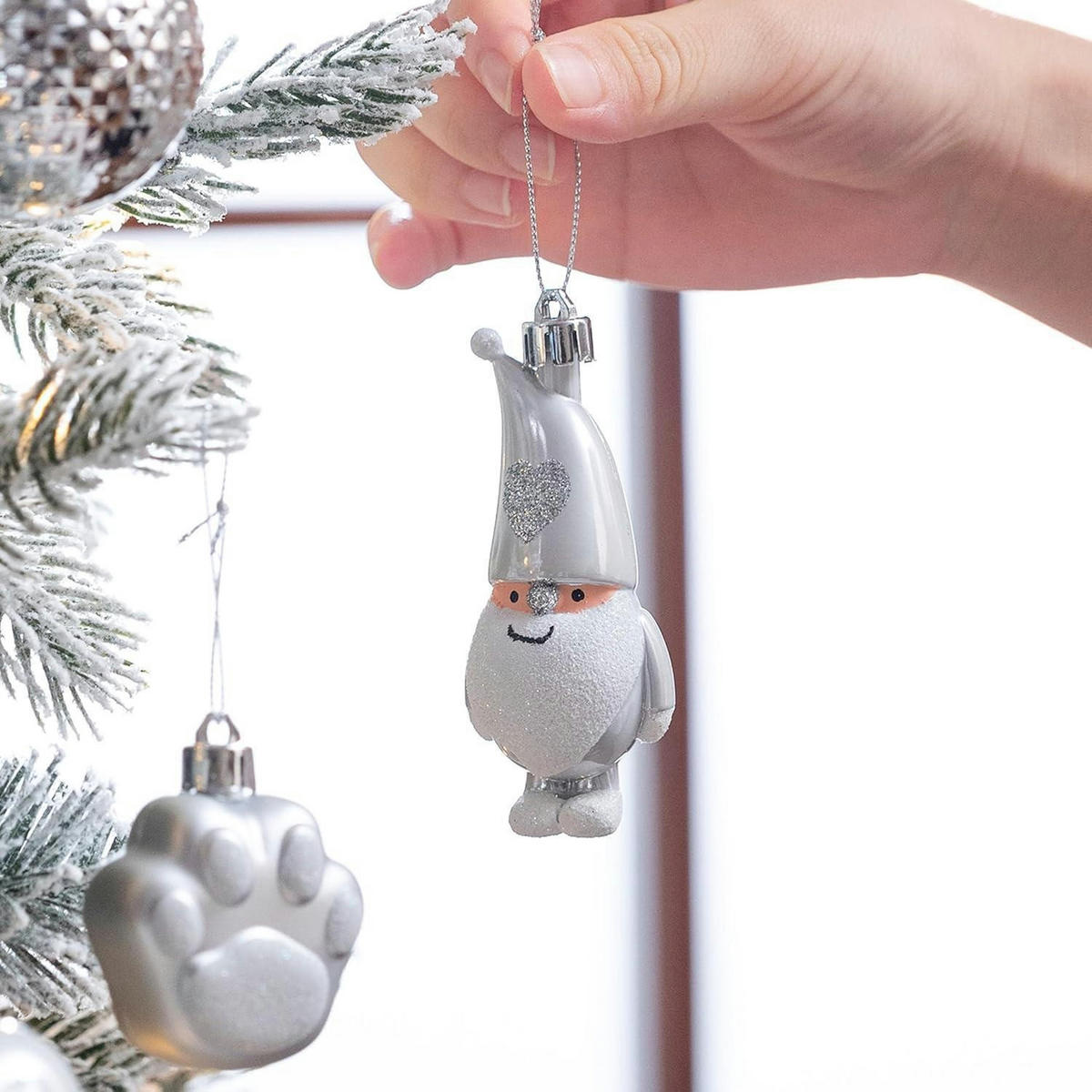 CHRISTBAUMKUGELN 40-teiliges Set Silber Weiß - Silberfarben, Kunststoff (9/9/9cm)