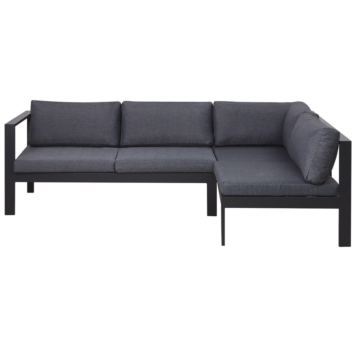 LOUNGE SET 5-Sitzer schwarz Auflagen grau Messina - Schwarz/Grau, Metall - Beliani