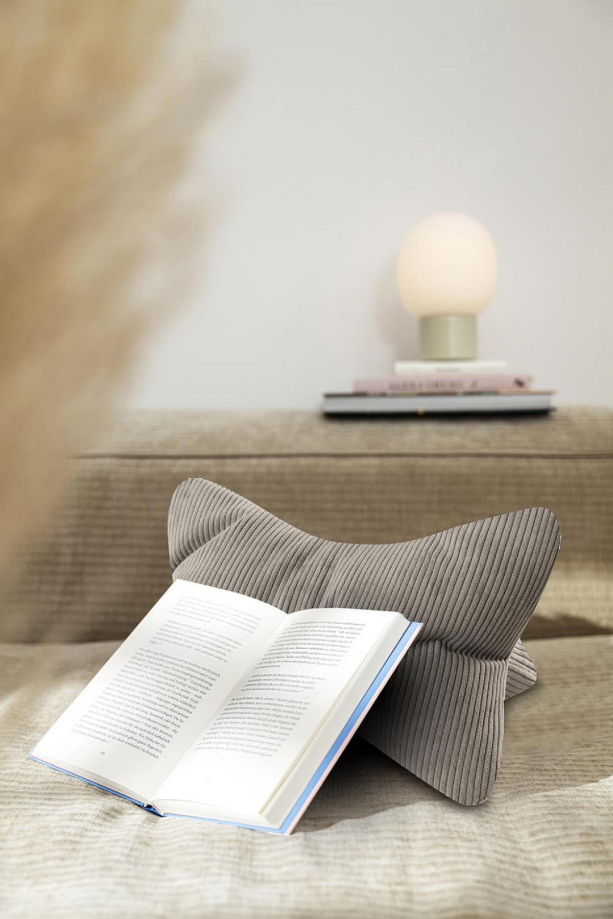 KISSEN Leseknochen Inga grau - Hellgrau, Textil (22/42cm) - Magma Heimtexx