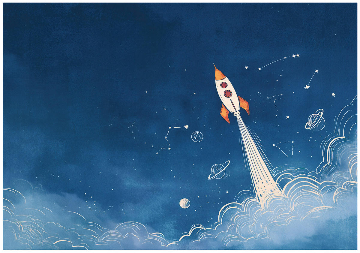 FOTOTAPETE Jungen Rakete Blau 400x280 cm - Multicolor, Papier (400/280cm) - Wallarena