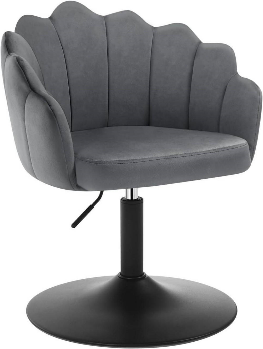 DREHSTUHL, Blumenform, Smt, Schminkstuhl, Dunkelgrau - Dunkelgrau/Schwarz, Textil/Metall (55/67/50cm) - Woltu