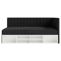 JUGENDBETT Ventrio Schwarz Easy-Clean-Samtbezug 90x200 cm - Schwarz, Holz/Textil (90/200cm) - Selsey