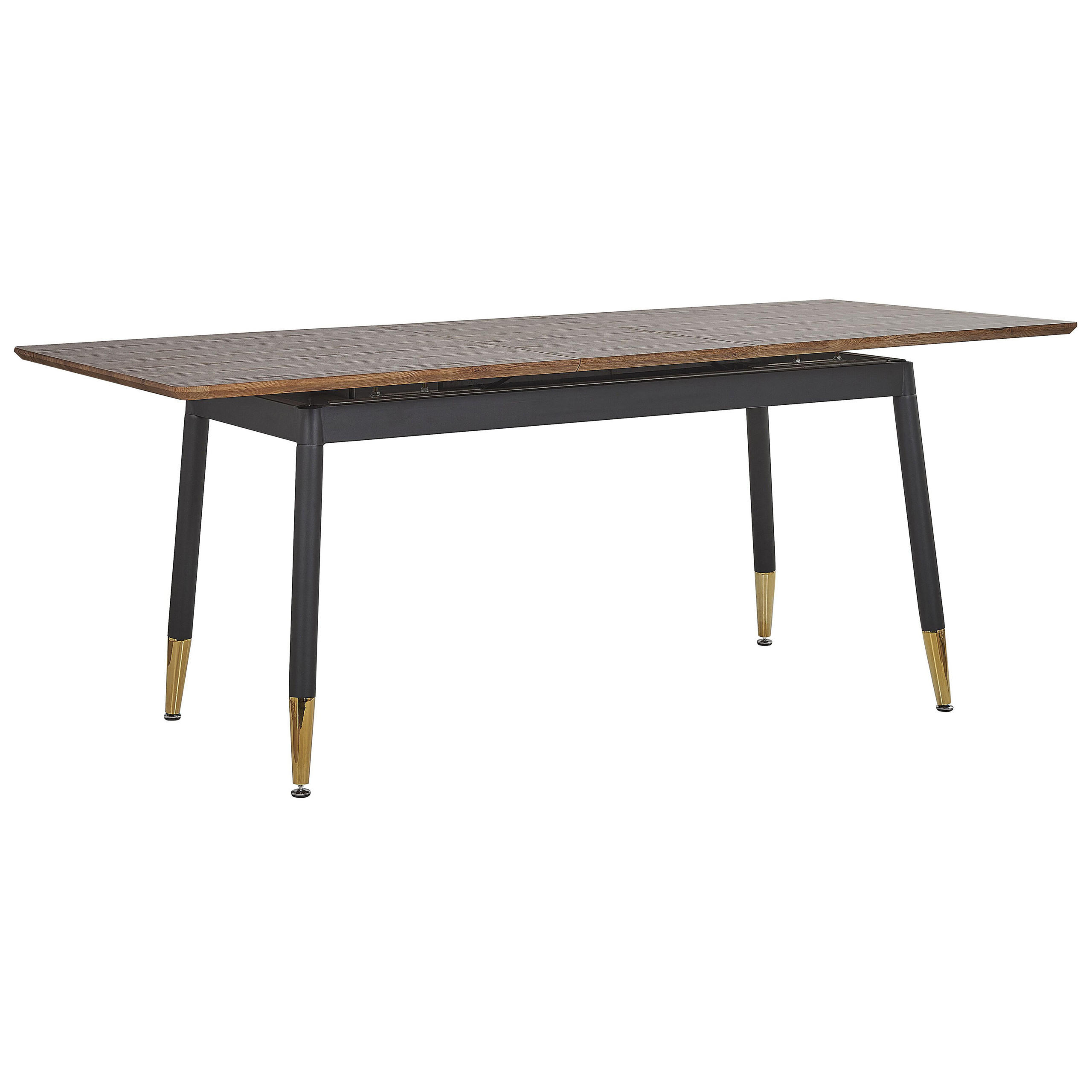 Beliani JÍDELNÍ STŮL 160-200/90/78 cm Tmavě hnědý, Černý, Zlatě zbarvený Obdélníkový California