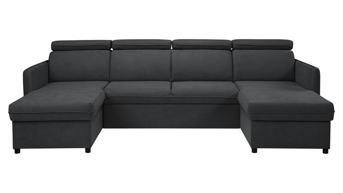 WOHNLANDSCHAFT Barcelo U - Schwarz, Holz/Textil (284/84/166cm) - MIRJAN24