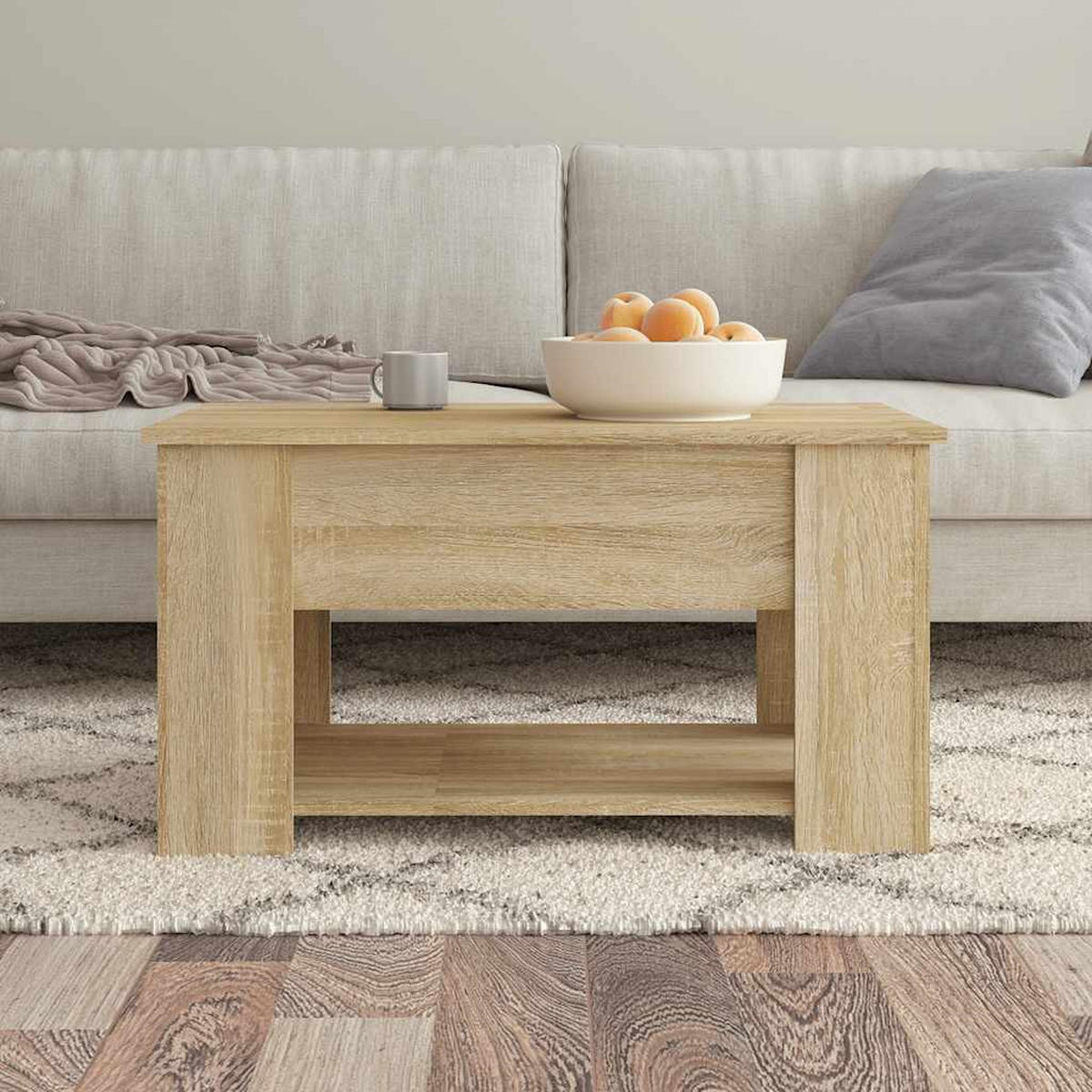 COUCHTISCH 79/49/41 cm aus Holzwerkstoff Sonoma-Eiche mit Höhenverstellbarer Tischplatte, 1 Ablagefläche - Sonoma Eiche, Holz (49/79/41cm) - vidaXL