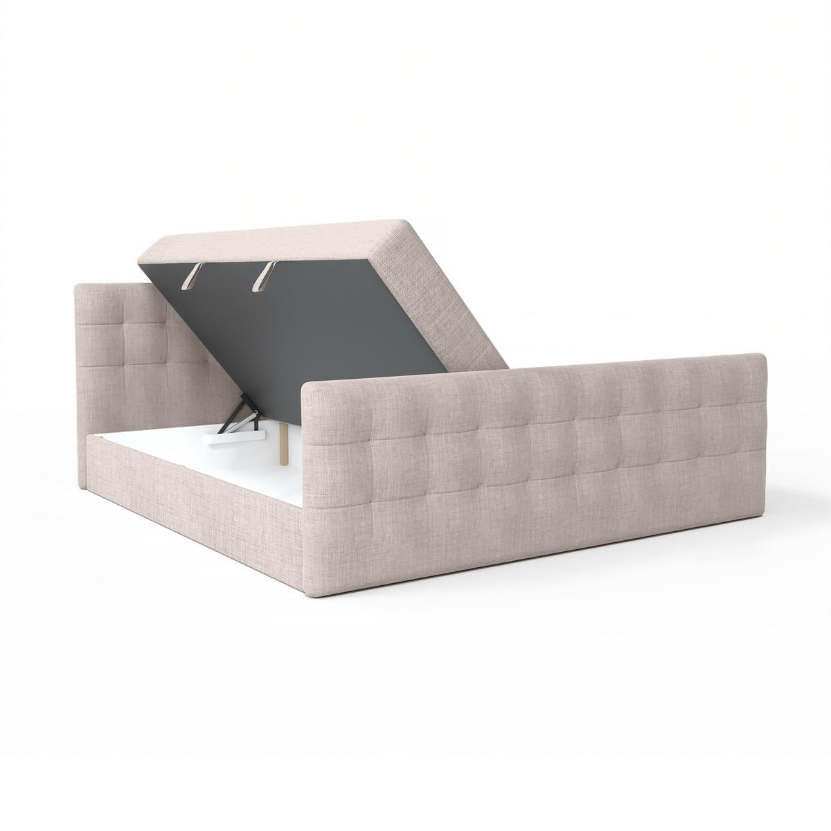 BOXBETT mit Bettkasten Loures Lux 140x200 cm, Hellbeige - Beige, Textil (140/200cm) - Meblito