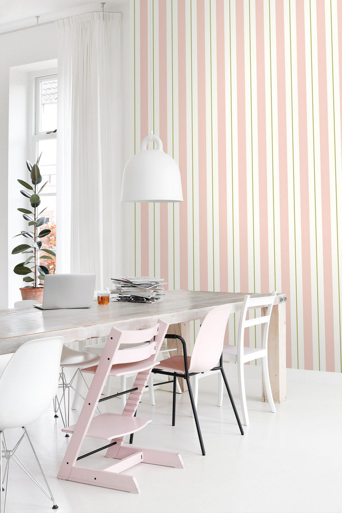 TAPETE Streifen 0.53 x 10.05 m - Pink, Papier (53/1000cm) - ESTAhome