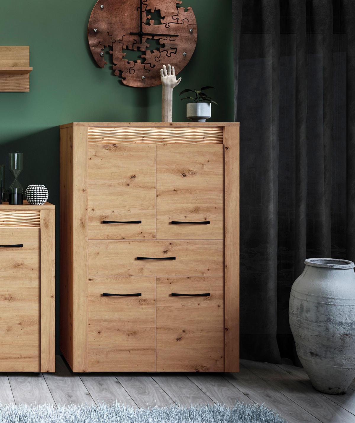 HIGHBOARD Artis Artisan Eiche 92 / 40 / 140cm - Eiche Artisan/Braun, Holz/Holzwerkstoff (92/140/40cm) - Feldmann-Wohnen
