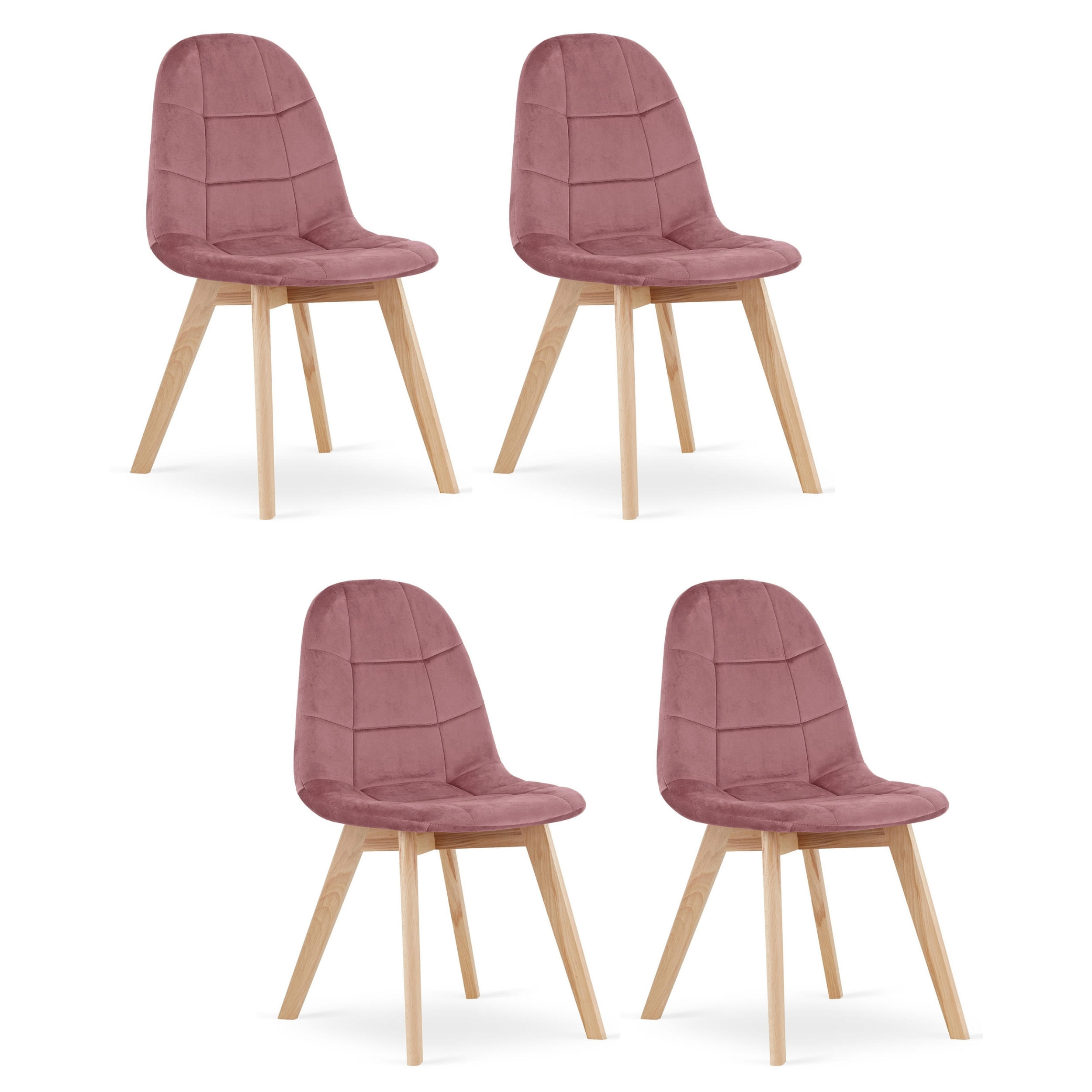 STUHL SORANO 4-er Set, Rosa, mit Samtstoff gepolstert - Rosa, Holz/Textil (45/82/54cm) - Komodee