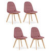 STUHL SORANO 4-er Set, Rosa, mit Samtstoff gepolstert - Rosa, Holz/Textil (45/82/54cm) - Komodee