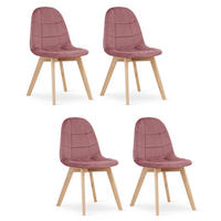 STUHL SORANO 4-er Set, Rosa, mit Samtstoff gepolstert - Rosa, Holz/Textil (45/82/54cm) - Komodee