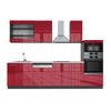 KÜCHENZEILE Fame-Line Bordeaux Hochglanz/Anthrazit 300 cm AP Marmor - Bordeaux/Anthrazit, Holzwerkstoff (300/81.6/60cm) - Vicco