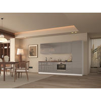 KÜCHENZEILE 300 cm - Aspen KA5-M300 - in Grau/Hochglanz - Grau, Holz (300/212/58cm) - Milaros Markt