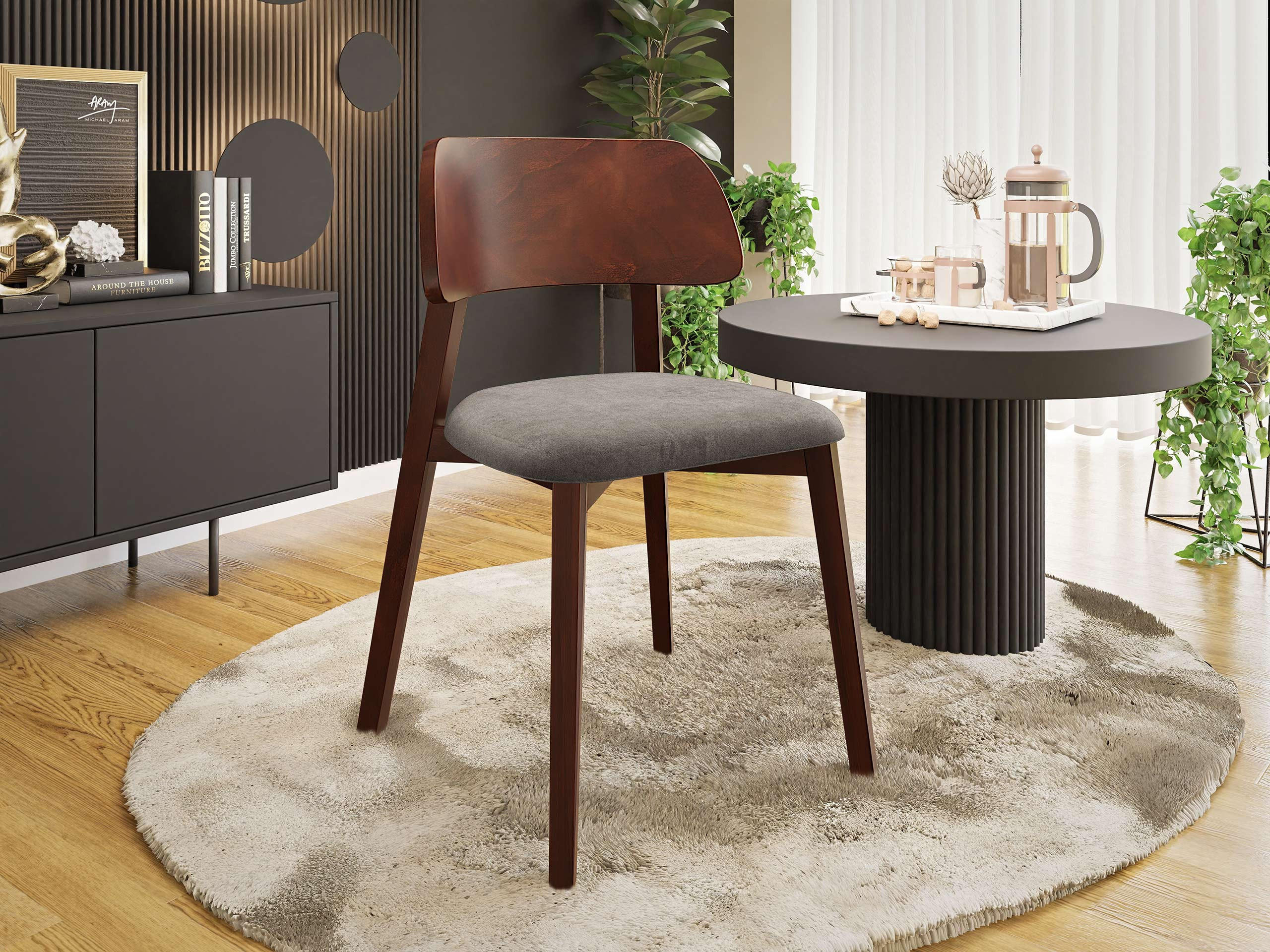 POLSTERSTUHL Dario, Holzfarbe: Nuss - Nussbaumfarben/Braun, Holz/Textil (47/80/50cm) - MIRJAN24