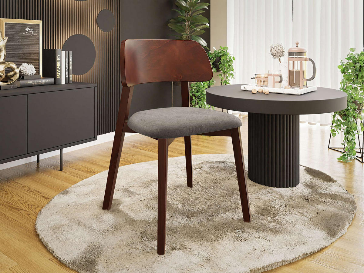 POLSTERSTUHL Dario, Holzfarbe: Nuss - Nussbaumfarben/Braun, Holz/Textil (47/80/50cm) - MIRJAN24