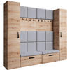 GARDEROBE Margaret XL 242/203/43 mit gepolsterten Paneelen und Schuhschrank - Schwarz/Eiche Artisan, Holzwerkstoff/Kunststoff (242/203/43cm) - Beautysofa
