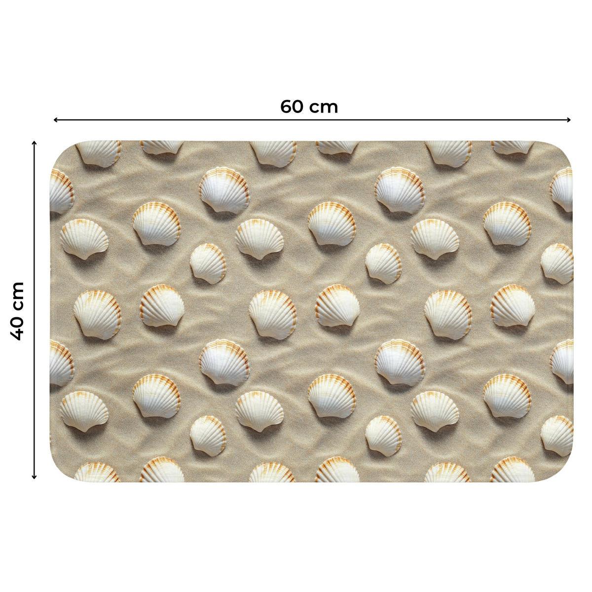 WC PŘEDLOŽKA Mušle - Písek - Námořní 60x40 cm - písková barva, textil/plast (60/1cm) - OnlyWow