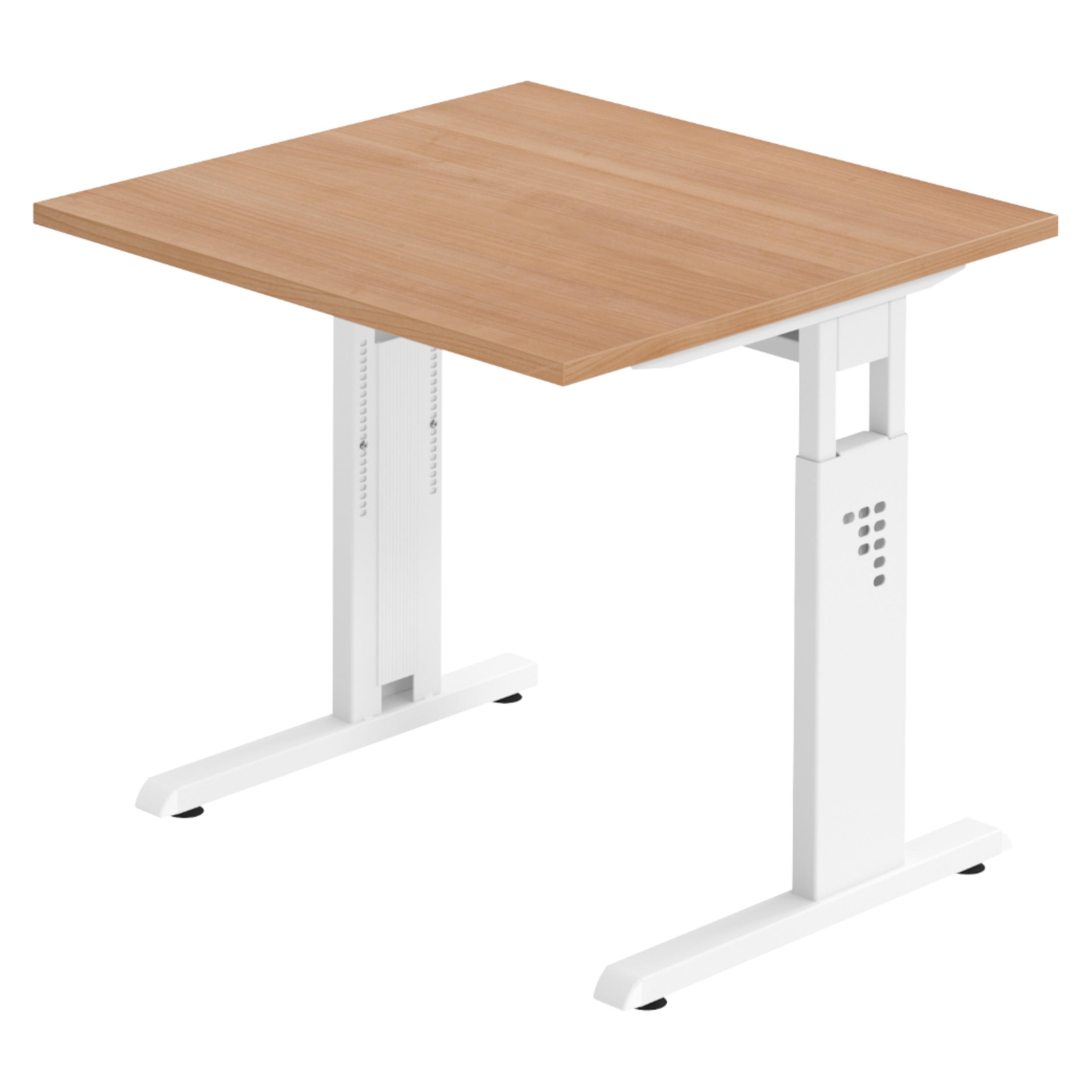 SCHREIBTISCH Serie-O 80/80/74 cm in Nussbaumfarben/Weiß - Nussbaumfarben/Weiß, Holzwerkstoff (80/80/74cm) - bümö