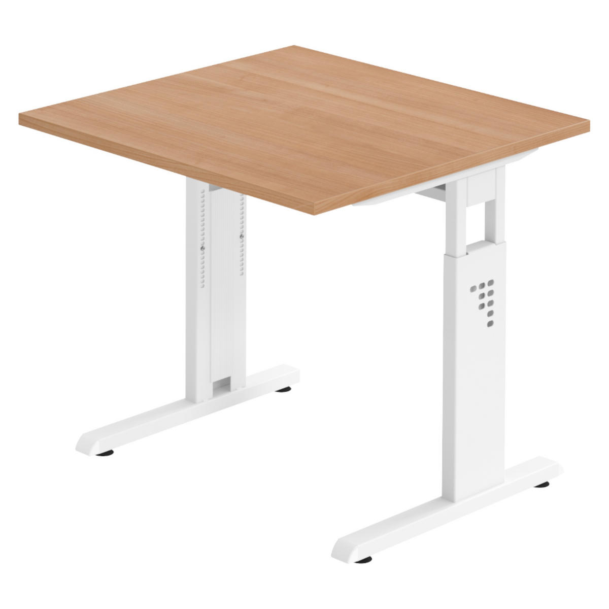 SCHREIBTISCH Serie-O 80/80/74 cm in Nussbaumfarben/Weiß - Nussbaumfarben/Weiß, Holzwerkstoff (80/80/74cm) - bümö