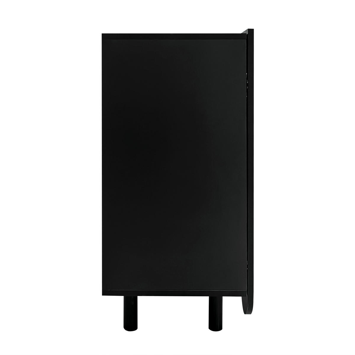 KOMMODE aus MDF 120x37,5x80,8cm in Schwarz mit 4 Türen - Schwarz, Holzwerkstoff (120/80.8/37.5cm) - Modfu