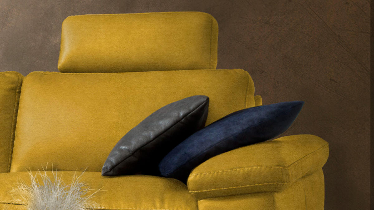 ECKSOFA MOTORISCH. RELAXFUNKTION LOLA Gold Webstoff - Goldfarben/Schwarz, Textil (233/178cm) - KAWOLA