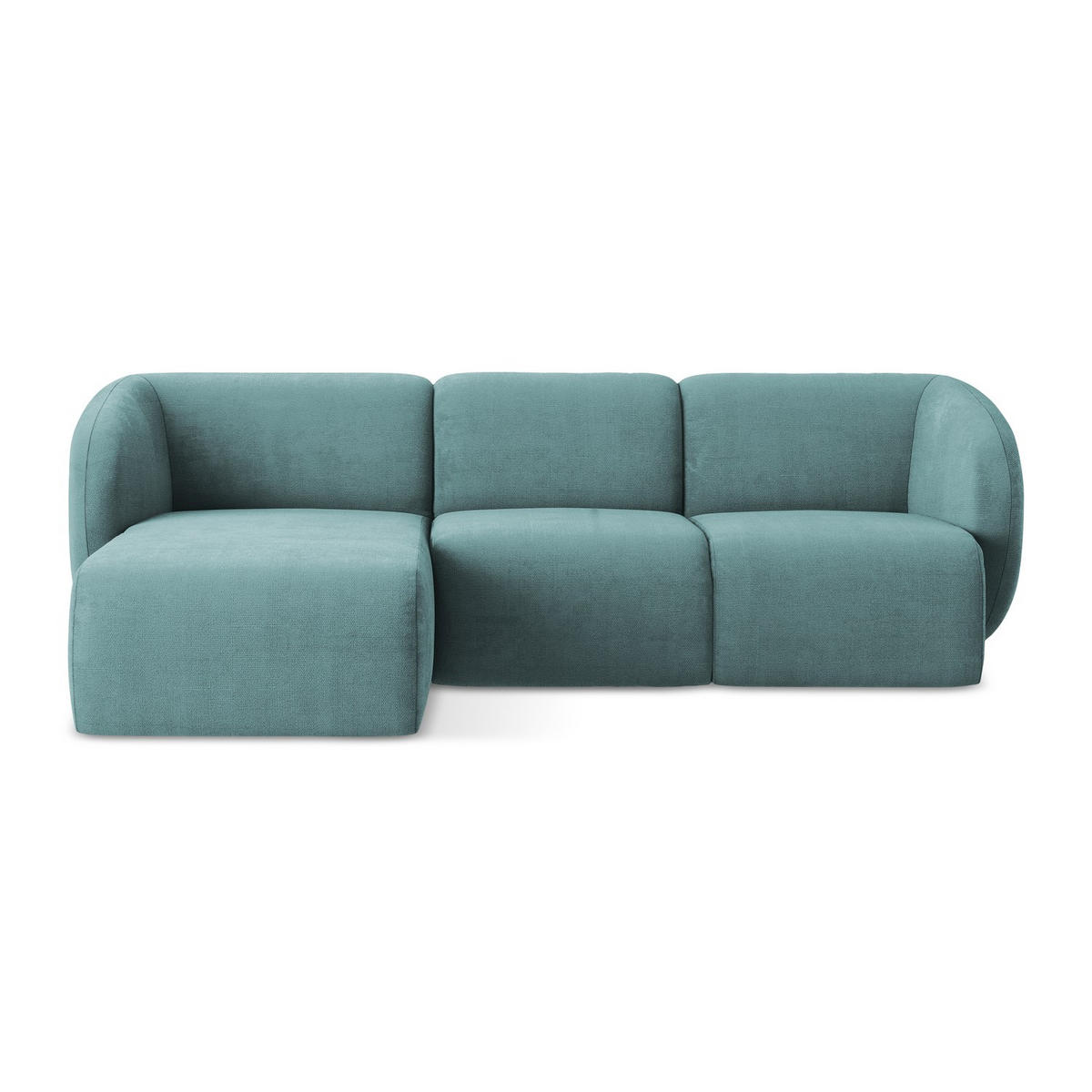 ECKSOFA Links Chenille Stoff Blau - Blaugrau/Schwarz, Holzwerkstoff/Kunststoff (248/166cm) - LaMiaSofa