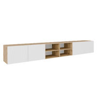 TV-LOWBOARD Weiß RIO Offene Regale Geriffelt 300 cm - Weiß, Holzwerkstoff (300/41/40cm) - Sepro Meble