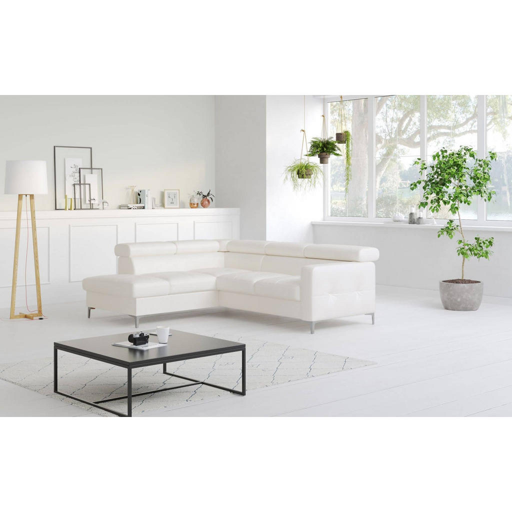Thumbnail - Cotta Eckschlafsofa, Weiß, Metall, Echtholz,Fichte, 4-Sitzer, Füllung: Schaumstoff, Ottomane links,L-Form, 242x207 cm, W...