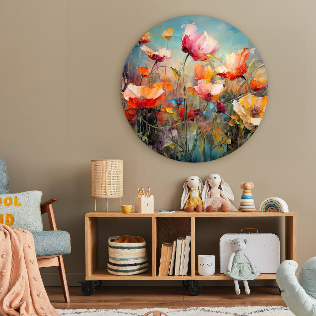 WANDBILD Blumen - Aquarell - Kunst - Botanisch - Natur 90x90 cm - Orange, Kunststoff (90/90cm) - MuchoWow