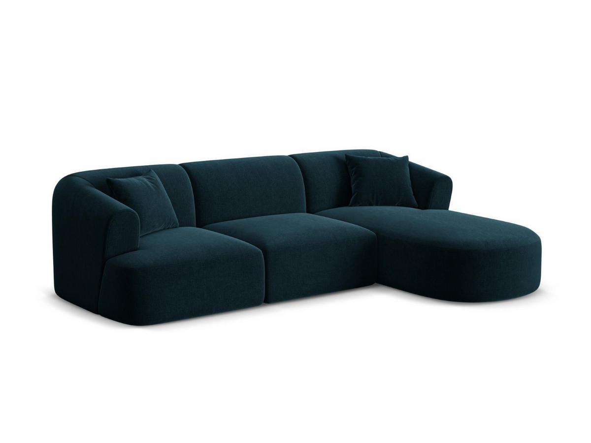 MODULARES-ECKSOFA rechts Campi aus Samt petrol 4 Sitzplätze - Petrol, Textil (156/256cm) - Cosmopolitan Design