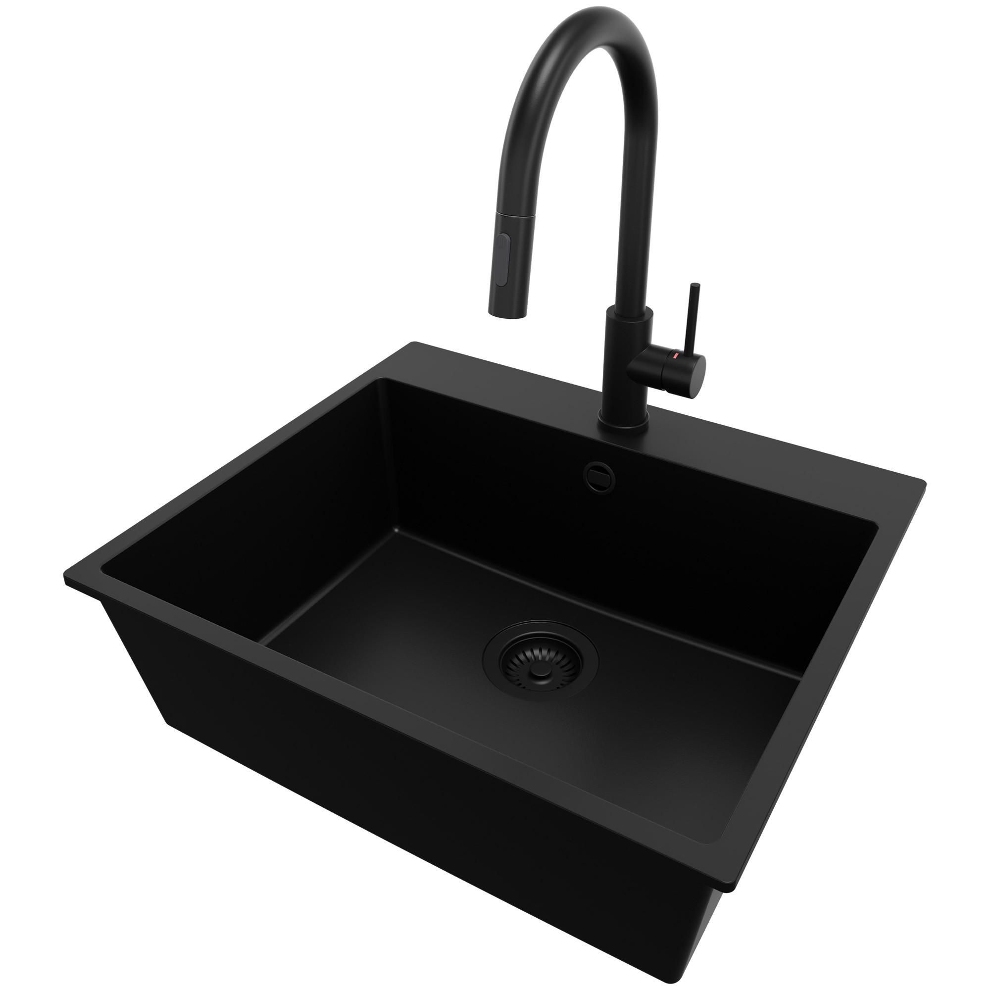Primagran Granitspüle Schwarz, Schwarz, Schwarz 58x20x50 cm