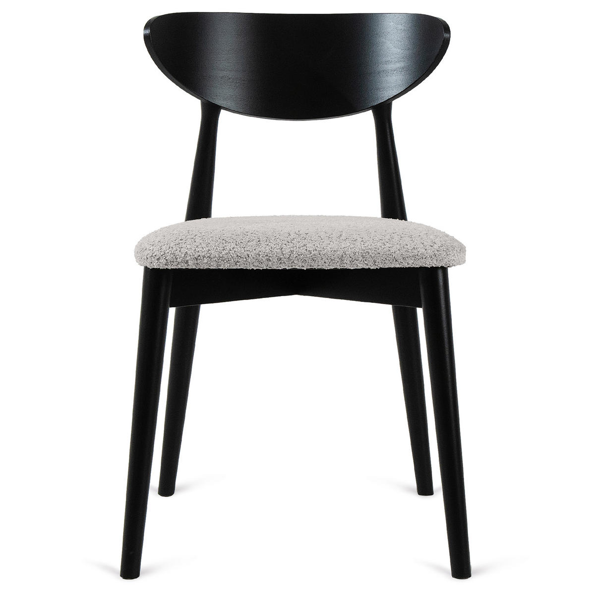 HOLZSTUHL RABI Küchenstuhl, 2-er Stuhl, Bouclé - Schwarz/Grau, Holz/Textil (47/79/45cm) - KONSIMO®