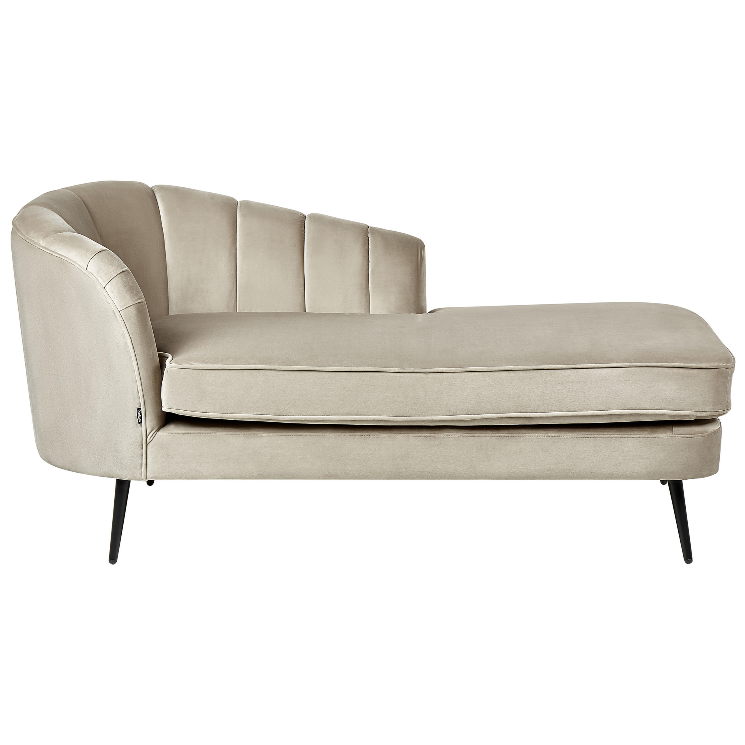 CHAISELONGUE Samtstoff beige linksseitig Allier - Beige/Schwarz, Textil (150/75/76cm) - Beliani