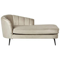 CHAISELONGUE Samtstoff beige linksseitig Allier - Beige/Schwarz, Textil (150/75/76cm) - Beliani