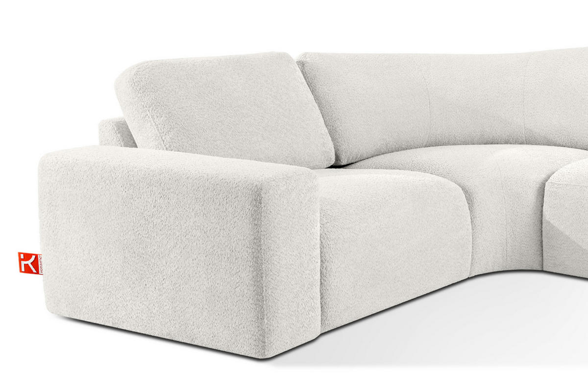 ECKSOFA RECHTS ZUCCO, Ecru - Ecru, Holz/Holzwerkstoff (224/373cm) - KONSIMO®