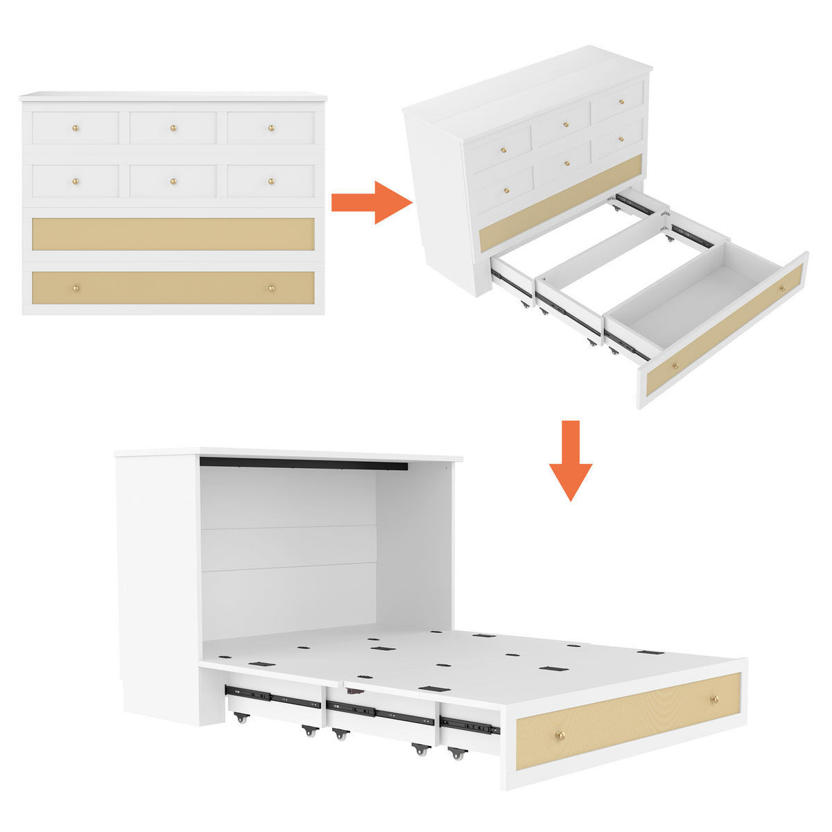 SCHRANKBETT 140x200cm Weiß Schubladen Regal USB Steckdose mobiles Bett - Weiß, Holz (140/200cm) - FLIEKS