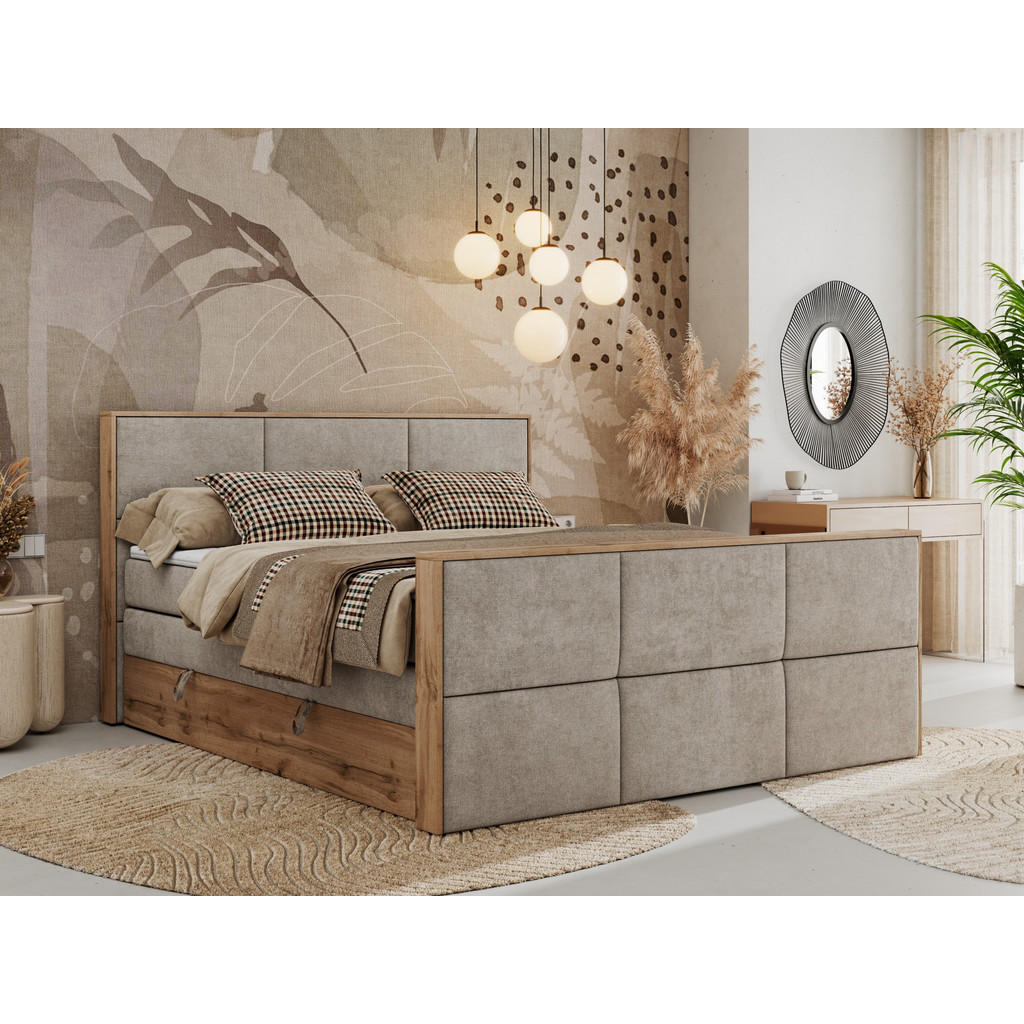 Thumbnail - MKS Boxspringbett, Beige, Textil, 2-Sitzer, H4, Rechteckig, 140x200 cm, Oeko-Tex®, Schlafzimmer, Betten, Boxspringbetten