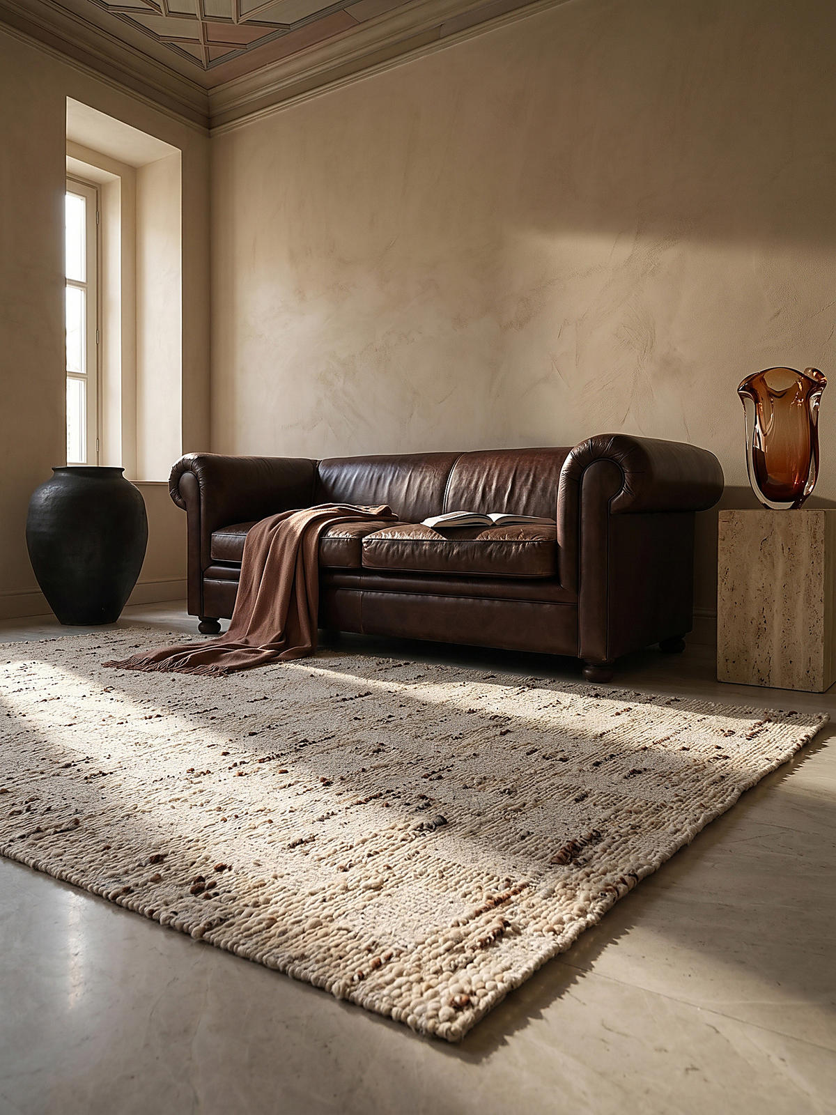 TEPPICH aus Wolle handgewebt ELIN in Natur, geometrisch, 140 x 200 cm - Beige, Textil (140/200cm) - KADIMA DESIGN