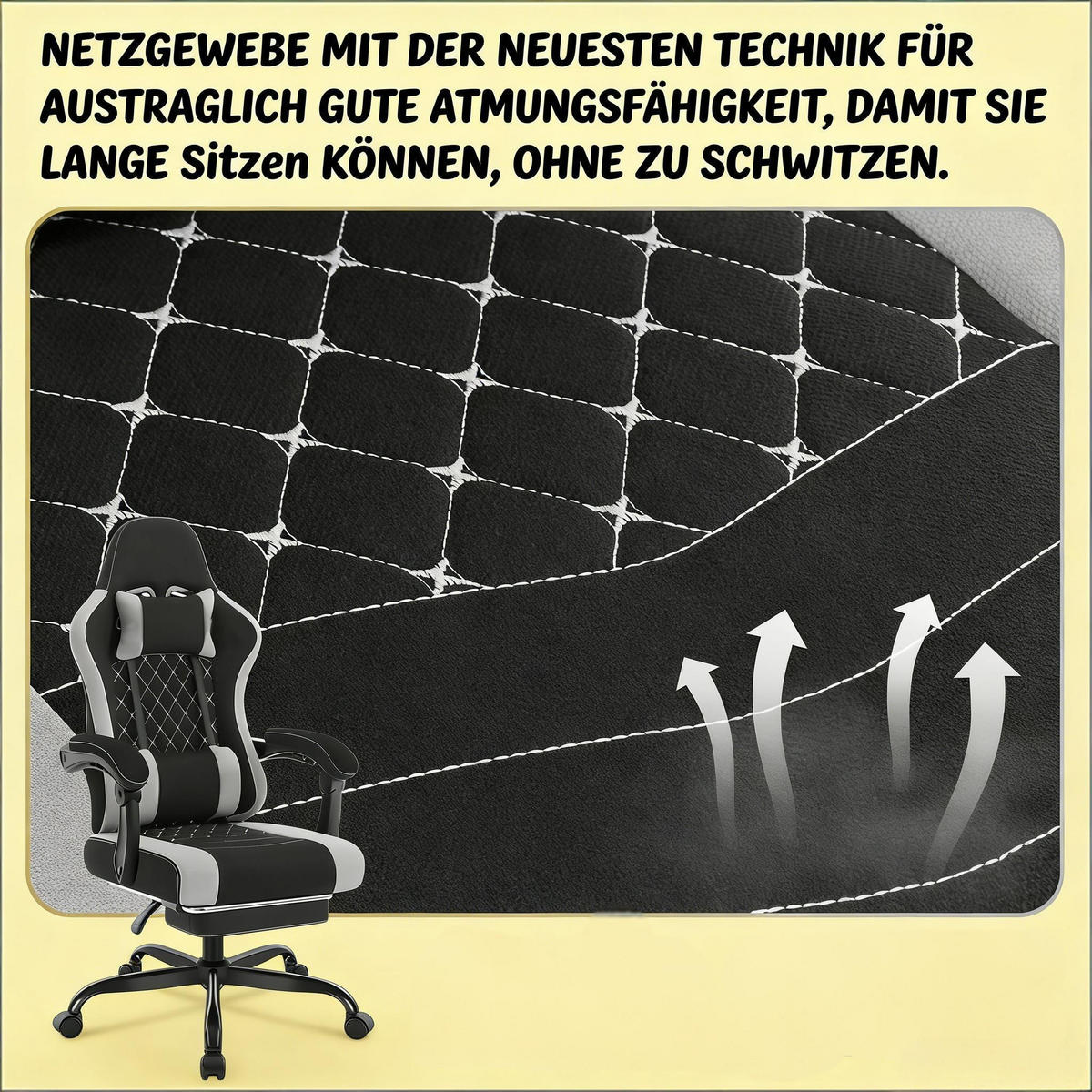 GAMINGSTUHL Schwarz/Grau 70/70/127 cm - Schwarz, Metall (70/127/70cm) - PANGIVO