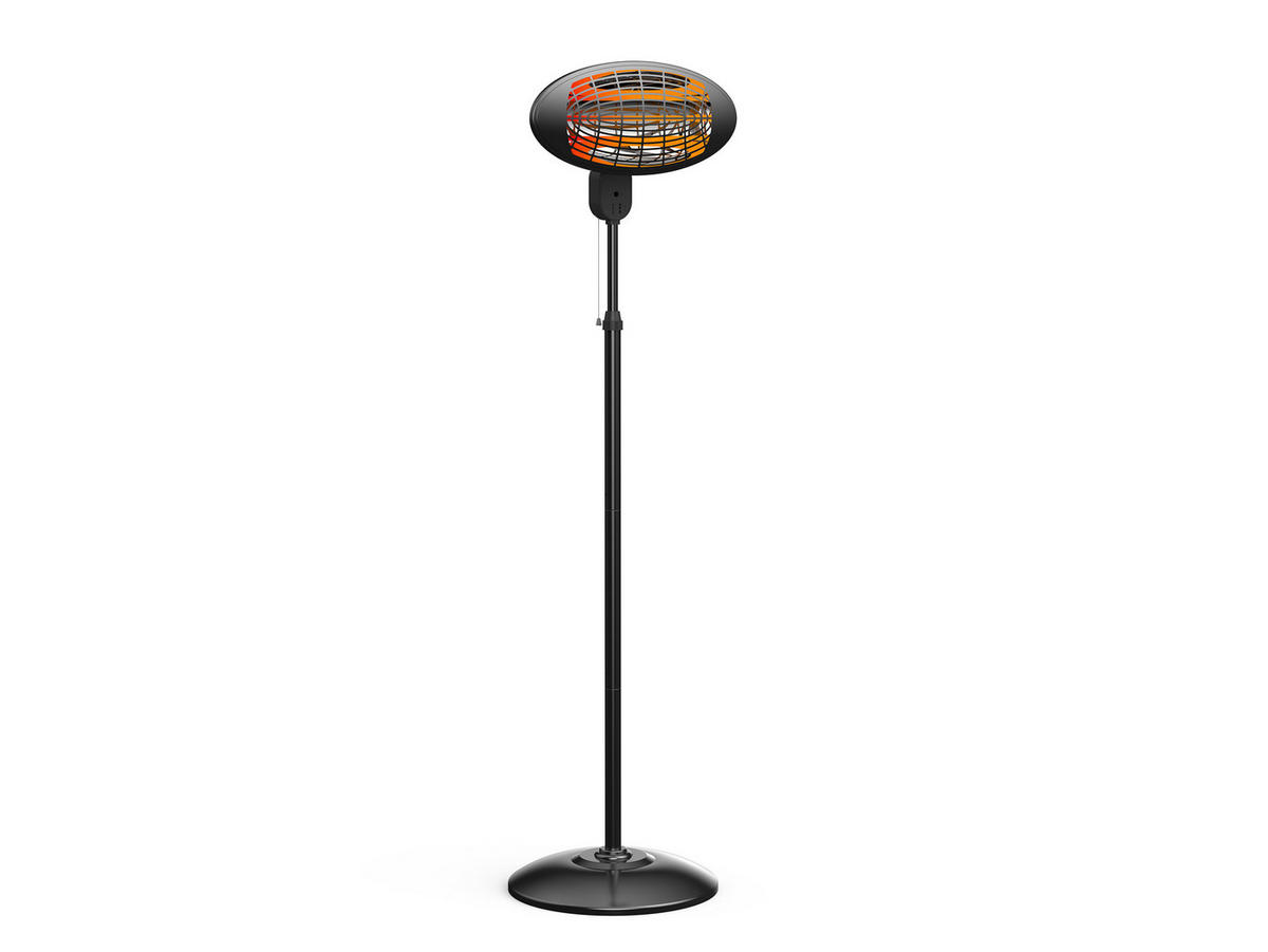 HALOGEN-HEIZUNG auf Standfuß Schwarz outdoortauglich und höhenverstellbar 2000 W - Schwarz, Kunststoff/Metall (52/210/52cm) - Purline